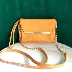 MADISON WEST Charlotte Mustard Fall Bag handbag Purse Crossbody Clutch Chain NEW